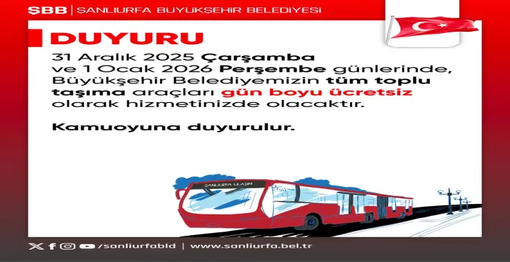 TOPLU TAŞIMA ARAÇLARI ÇARŞAMBA VE PERŞEMBE GÜNLERİ ÜCRETSİZ