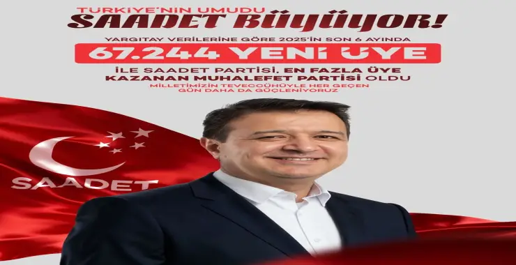 SAADET PARTİSİ’NDEN ÜYE ARTIŞI: SON 6 AYDA 67 BİNİ AŞKIN YENİ KATILIM